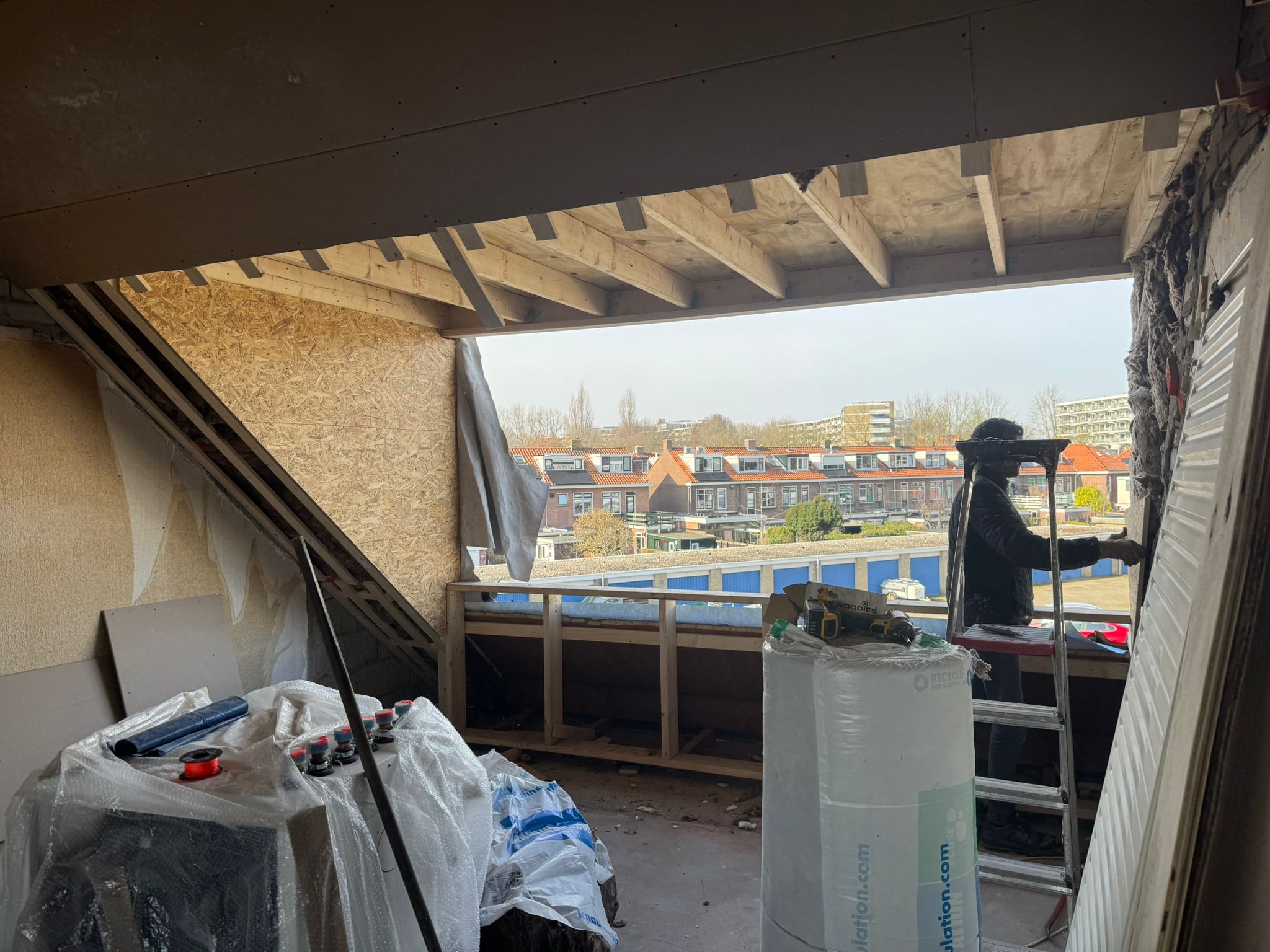 Zolderverbouwing in uitvoering